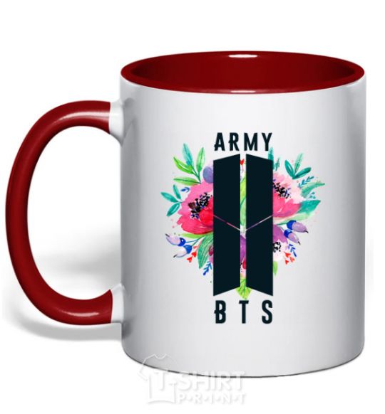 Mug with a colored handle Army BTS red фото