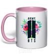 Mug with a colored handle Army BTS light-pink фото