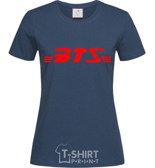 Women's T-shirt BTS logo navy-blue фото