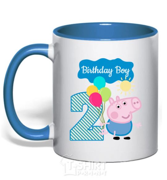 Чашка с цветной ручкой Birthday boy 2 year Ярко-синий фото