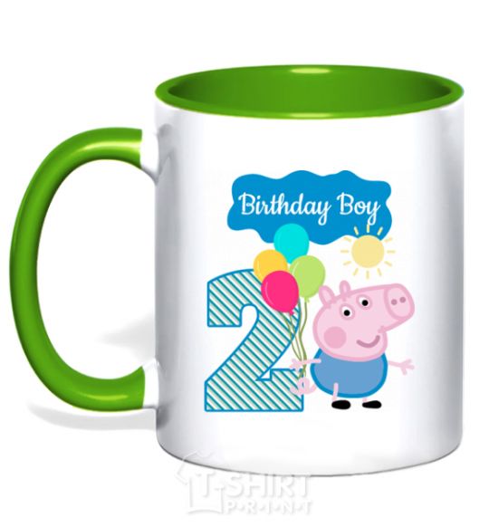 Чашка с цветной ручкой Birthday boy 2 year Зеленый фото