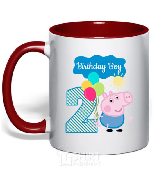 Mug with a colored handle Birthday boy 2 year red фото