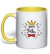 Mug with a colored handle Happy father yellow фото