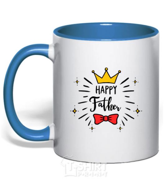 Mug with a colored handle Happy father royal-blue фото