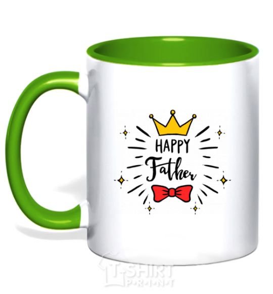 Mug with a colored handle Happy father kelly-green фото