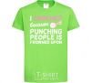 Kids T-shirt I Crochet because punching people frowned upon orchid-green фото