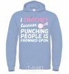 Men`s hoodie I Crochet because punching people frowned upon sky-blue фото