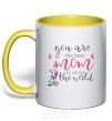 Mug with a colored handle You are the best mom all around the world yellow фото