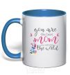 Mug with a colored handle You are the best mom all around the world royal-blue фото