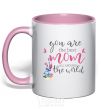 Mug with a colored handle You are the best mom all around the world light-pink фото