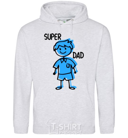 Мужская толстовка (худи) Super dad blue Серый меланж фото