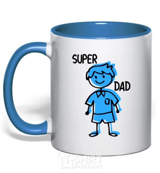 Mug with a colored handle Super dad blue royal-blue фото