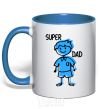 Mug with a colored handle Super dad blue royal-blue фото