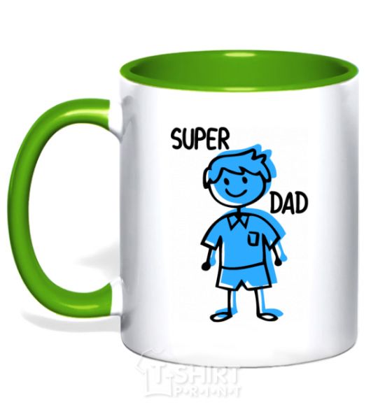 Mug with a colored handle Super dad blue kelly-green фото