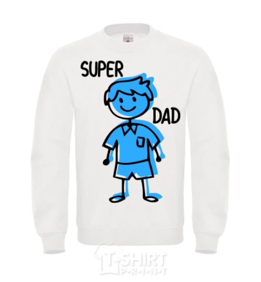 Свитшот Super dad blue Белый фото