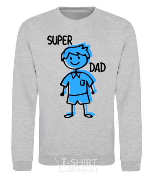 Свитшот Super dad blue Серый меланж фото