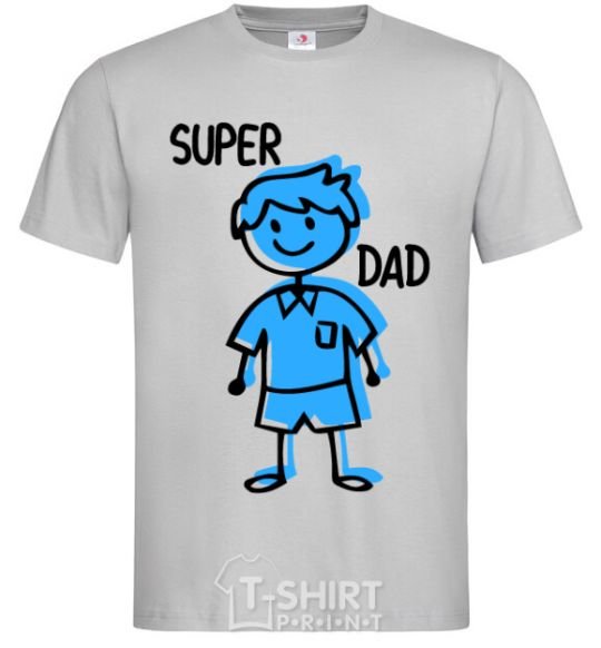 Мужская футболка Super dad blue Серый фото