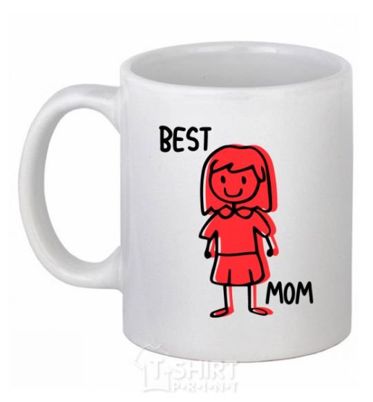 Ceramic mug Best mom red White фото