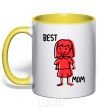 Mug with a colored handle Best mom red yellow фото