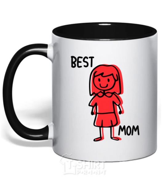 Mug with a colored handle Best mom red black фото