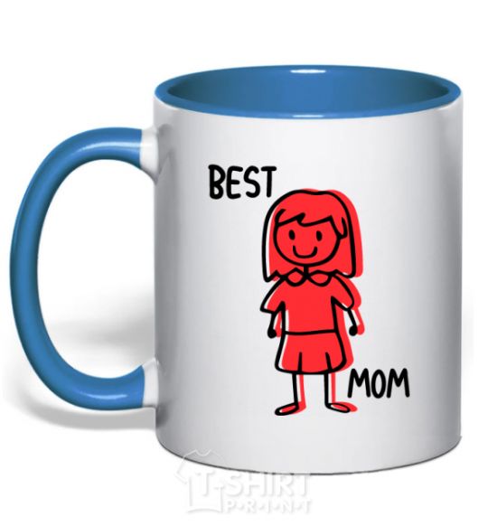 Mug with a colored handle Best mom red royal-blue фото