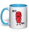 Mug with a colored handle Best mom red sky-blue фото