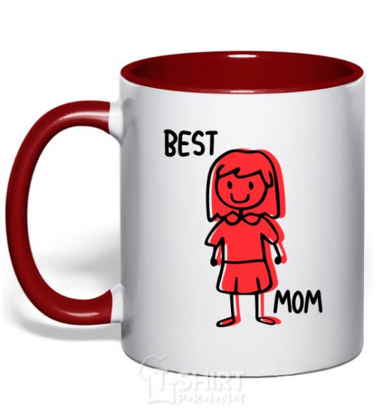 Mug with a colored handle Best mom red red фото