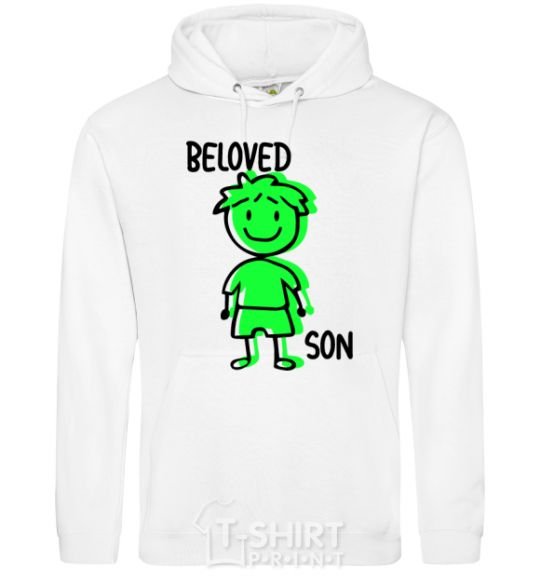 Men`s hoodie Beloved son green White фото