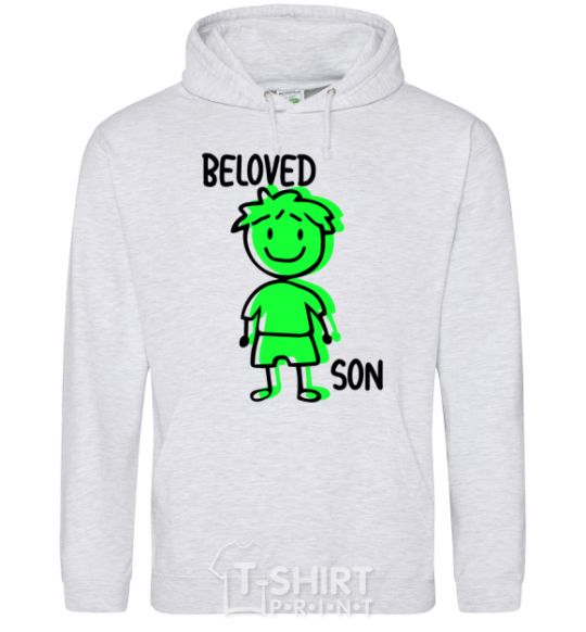 Men`s hoodie Beloved son green sport-grey фото