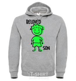 Men`s hoodie Beloved son green sport-grey фото