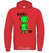 Men`s hoodie Beloved son green bright-red фото