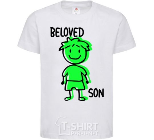 Kids T-shirt Beloved son green White фото