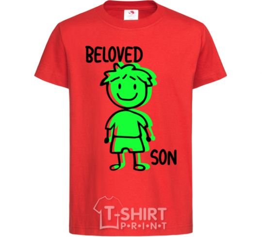 Kids T-shirt Beloved son green red фото