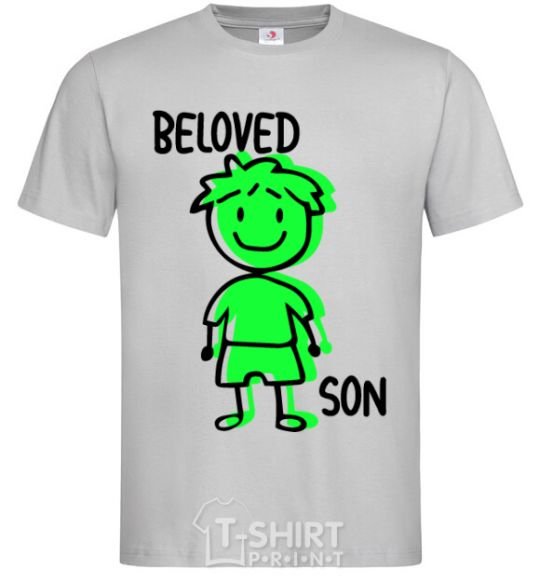 Men's T-Shirt Beloved son green grey фото