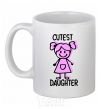 Ceramic mug Cutest daughter pink White фото