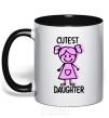 Mug with a colored handle Cutest daughter pink black фото