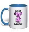 Mug with a colored handle Cutest daughter pink royal-blue фото