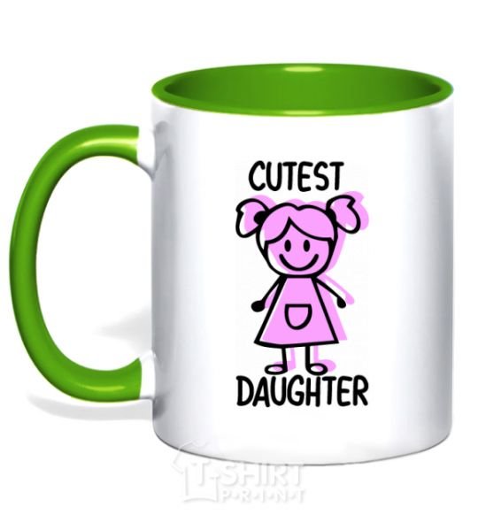 Mug with a colored handle Cutest daughter pink kelly-green фото