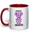 Mug with a colored handle Cutest daughter pink red фото