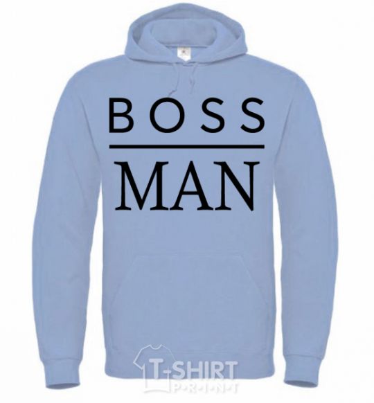 Men`s hoodie Boss man sky-blue фото