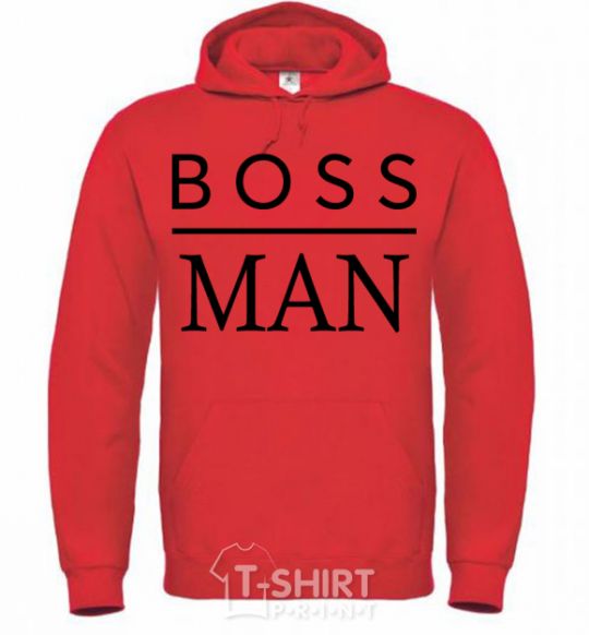 Мужская толстовка (худи) Boss man Ярко-красный фото