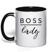 Mug with a colored handle Boss lady black фото