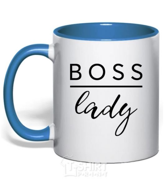 Mug with a colored handle Boss lady royal-blue фото