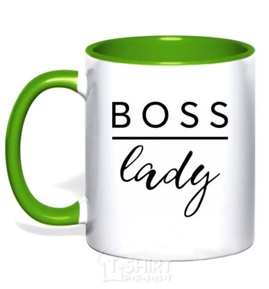Mug with a colored handle Boss lady kelly-green фото