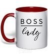 Mug with a colored handle Boss lady red фото