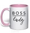 Mug with a colored handle Boss lady light-pink фото