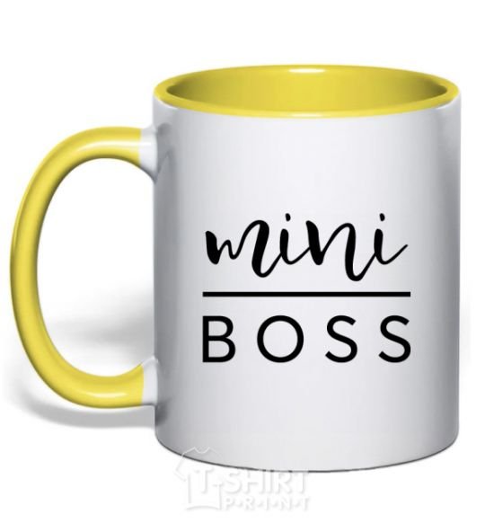 Mug with a colored handle Mini boss yellow фото
