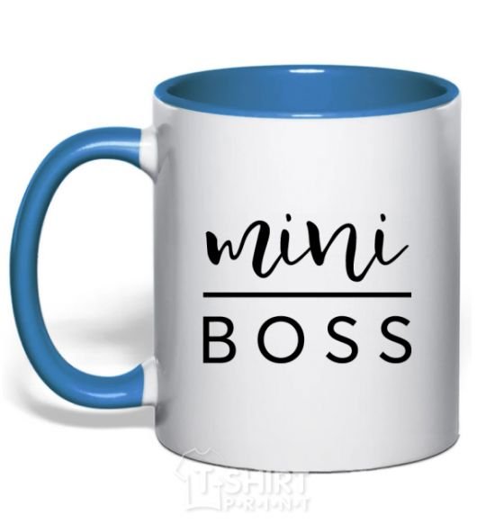 Mug with a colored handle Mini boss royal-blue фото