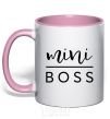 Mug with a colored handle Mini boss light-pink фото