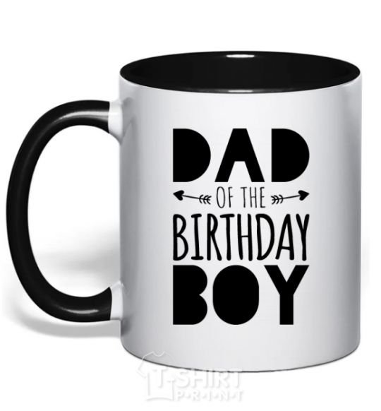 Mug with a colored handle Dad of the birthday boy black фото